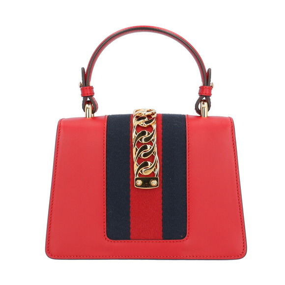 Gucci Sylvie Shoulder Bag Leather Red Mini - Picture 2 of 7
